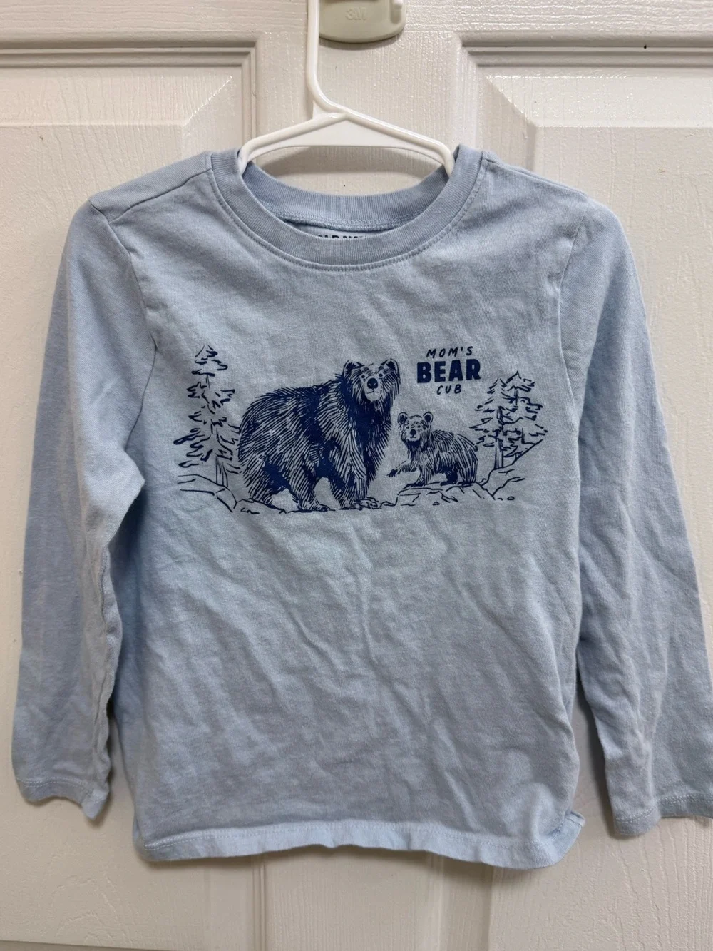 Old Navy Mom's Bear Cub Light Blue Kids Long-Sleeve Tee, Size 5T